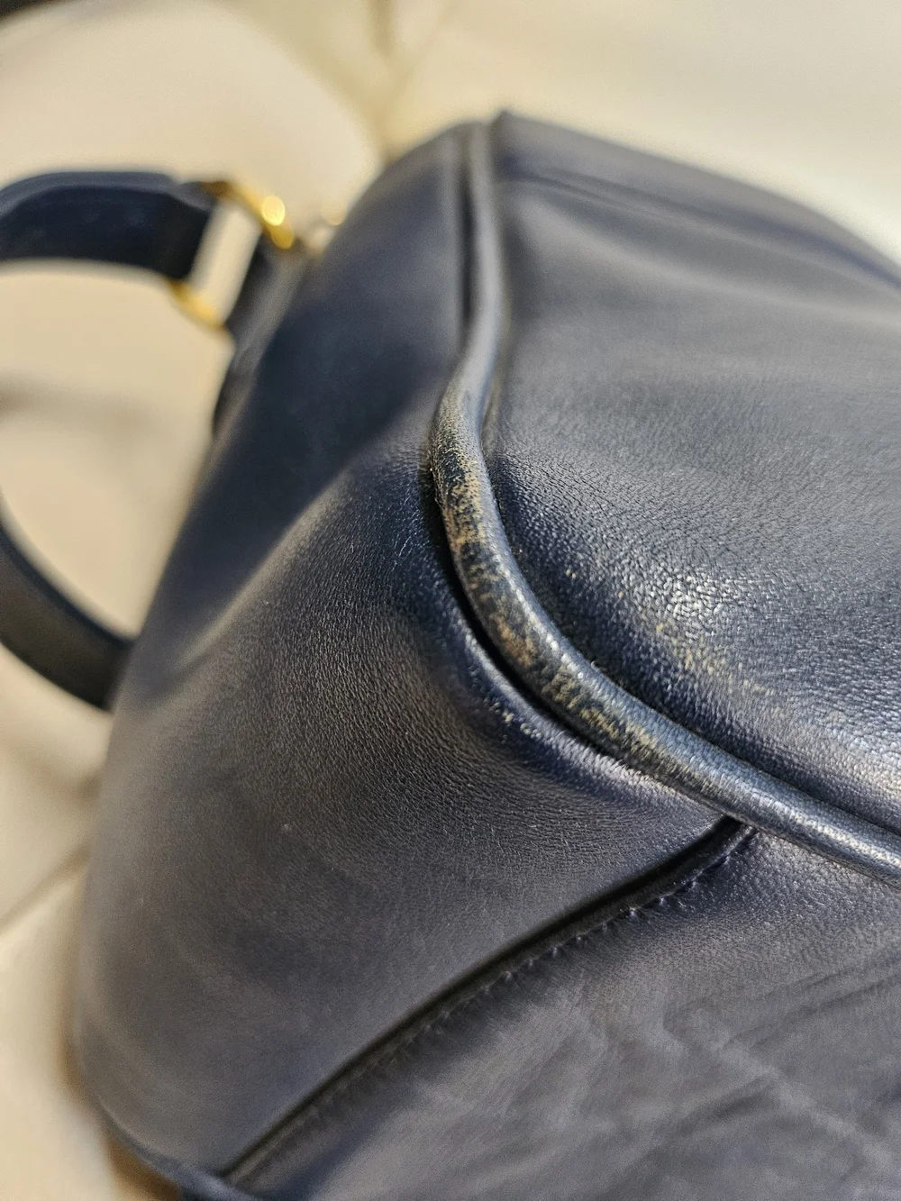 Etienne Aigner Navy Leather Crossbody with Gold Hardware